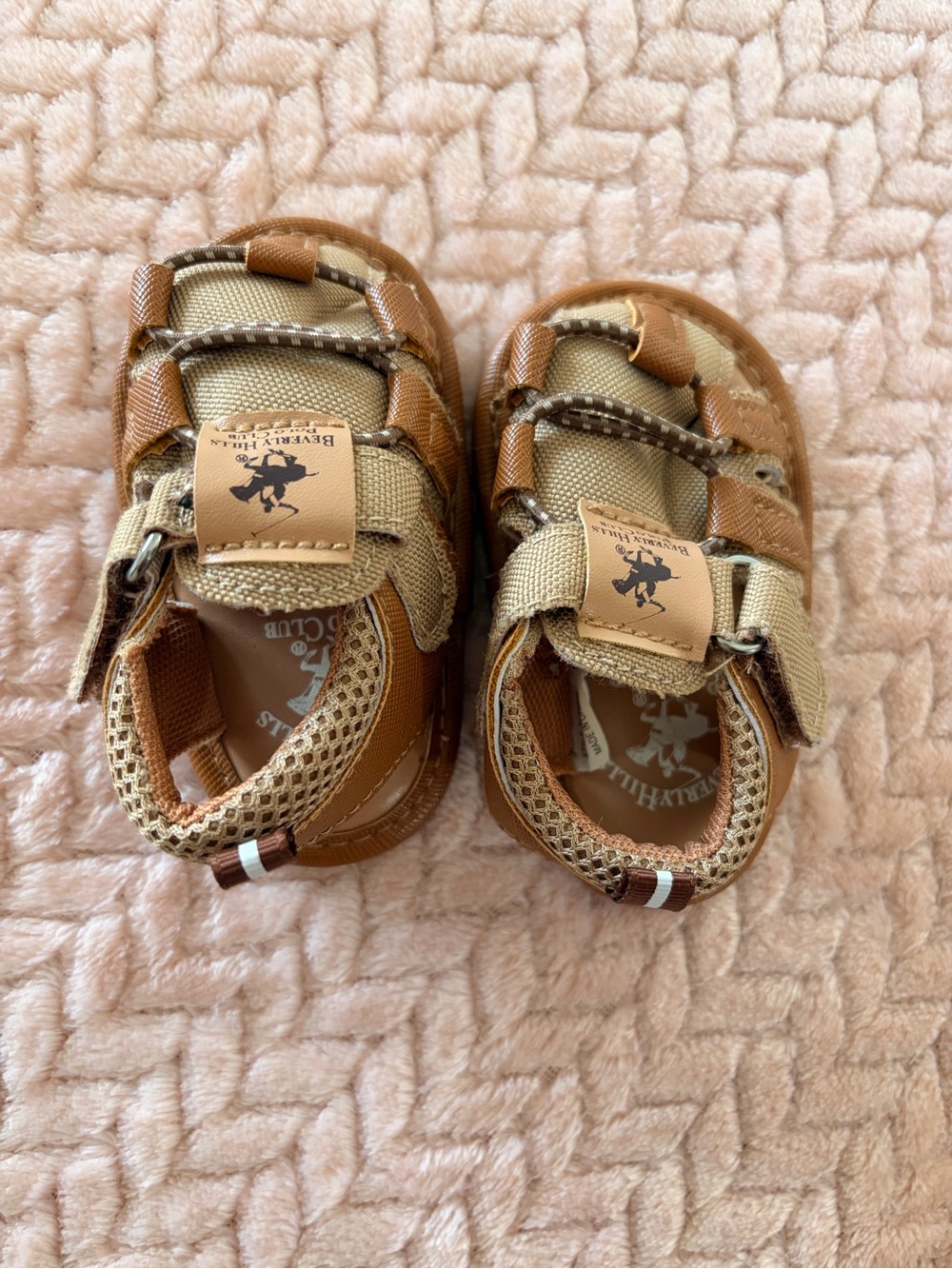 BeverlyHills Polo Club- Brown Mesh & Faux-Leather Sandals